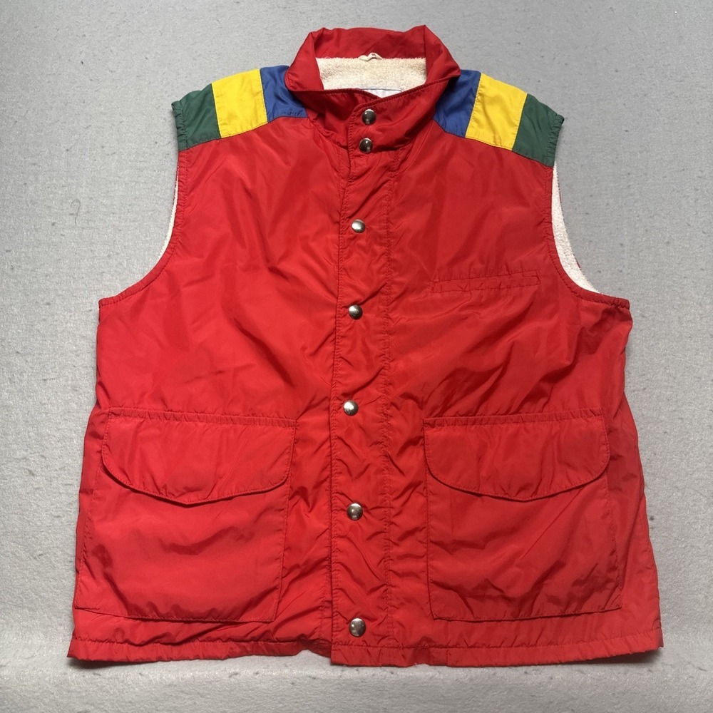 Vintage Campus Pro Action Outwear Vest Men's M Colorblock Red Blue Gorpcore